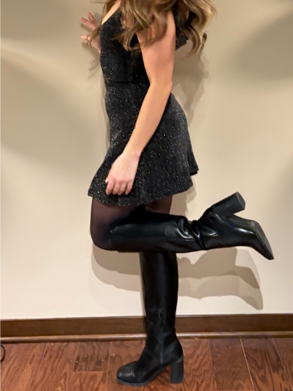 Princess Polly Black Sparkle Mini Dress